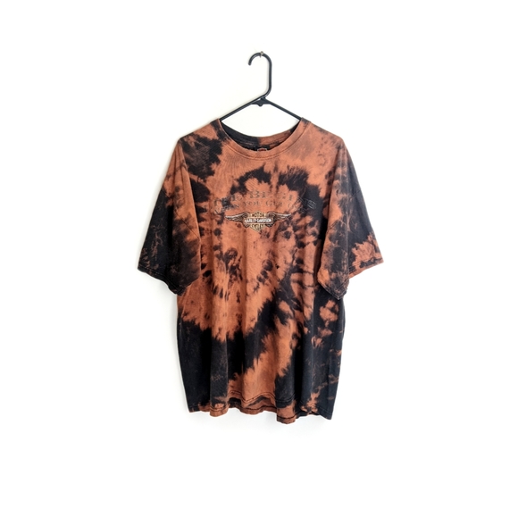 Harley-Davidson Tops - Y2K Harley Davidson Faded Tie Dye Grunge Crew Tee